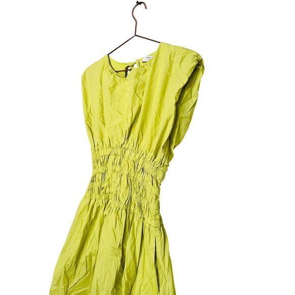 EDUN CHOI X RTR Neon Green 100% Cotton Scoop Neck Poplin Midi Dress Size 2 - Picture 5 of 15